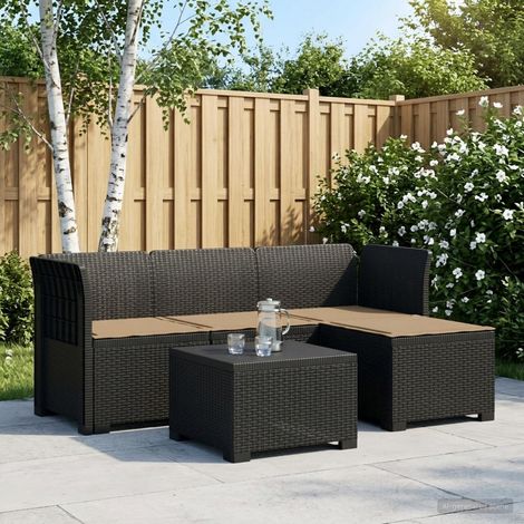 vidaXL Sofá de Jardín para 4 Personas con Cojines y Diseño de Rattan (1/5)