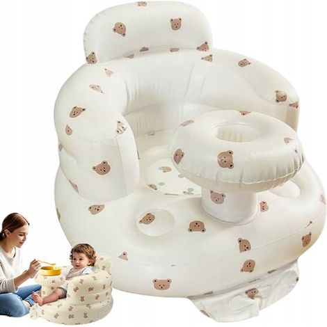Sedia gonfiabile - Design avvolgente - Materiale in PVC - Simpatico motivo a orsetto - Pompa ad aria integrata - Adatta a bambini dai 3 ai 36 mesi (1/5)