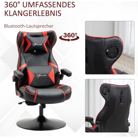 Fauteuil Gaming avec haut-parleurs intégrés, dossier inclinable, noir et rouge, 69 x 73 x 118 cm (1/5)