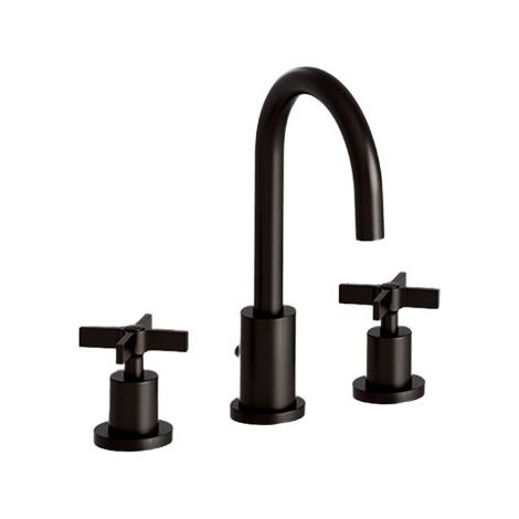 Robinet mélangeur lavabo 3 trous CROSS ROAD Blackmat avec vidage tirette laiton - Cristina Ondyna (1/3)