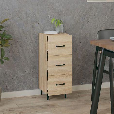 Meuble de Rangement Cuisine en Bois d'Ingénierie, Couleur Chêne, Buffet Compact 34,5 x 34 x 90 cm pour Salon ou Entrée (1/5)