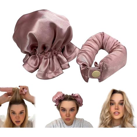 rose Bigoudis En Satin Sans Chaleur - Pour Boucles Sans Chaleur - Avec Bonnets De Cheveux - Bandeau Doux Pour Cheveux Longs - Pour Dormir La Nuit (1/5)