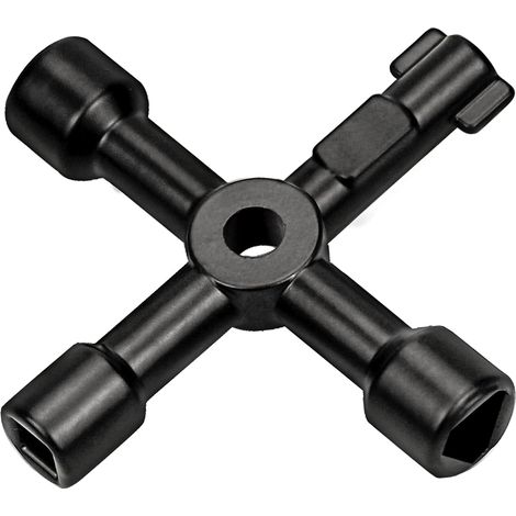 Multifunktions-Universalschlüssel, 4-in-1-Multifunktions-Kreuzschlüssel, für Armaturenbrett-Hahnschloss des Gaskühlers – 73 mm, Schwarz