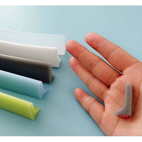 Bande D'arrêt d'eau de Salle de Bain Auto-adhésive Barre de Retenue d'eau au Sol Seuils de Barre de Retenue d'eau Silicone Barrière de Douche Pliable et Système 50cm/19in (1/5)