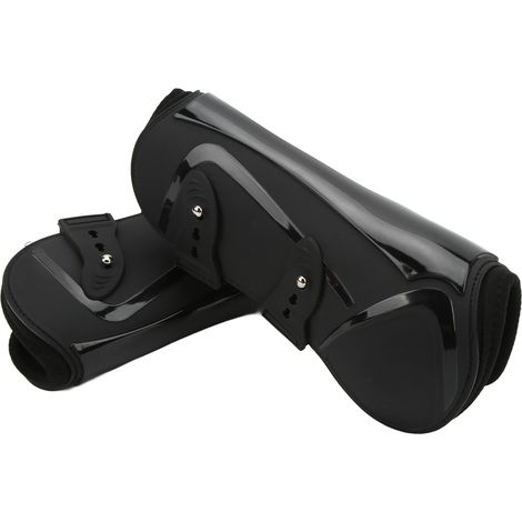 Guêtres pour chevaux, coque en PU, néoprène élastique, protection sécurisée des tendons et vaisseaux sanguins, noires, pattes avant, taille M (1/5)