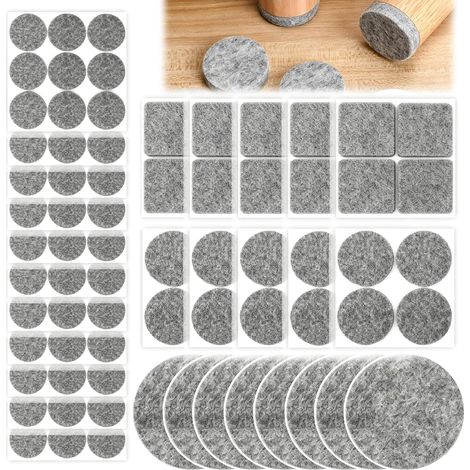 Patins pour Meubles 138 Pièces, Auto-adhésifs Patin Feutre Tampon Meuble, Protection Anti-Rayures Silencieuse Antidérapante pour Pieds de Meubles(Rond+Carré 3mm Épaissis) (1/5)