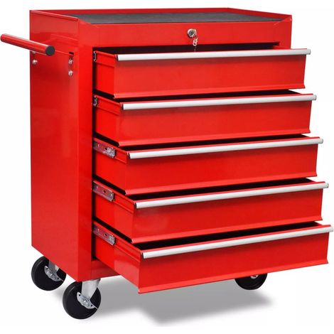 Carrello Portautensili con 5 Cassetti Rosso per Garage vidaXL (1/5)
