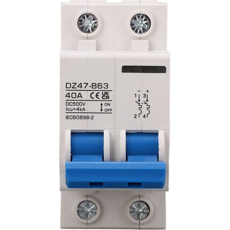 Modularer DIN-Schienen-Leistungsschalter Typ B 2P 40A 500V DC für Solar-Photovoltaikanlagen DZ47 B63 (1/5)