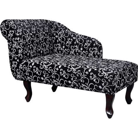 Bain de soleil Chaise de jardin Transat de jardin - Noir et blanc Tissu BV634326 - BonneVie (1/5)