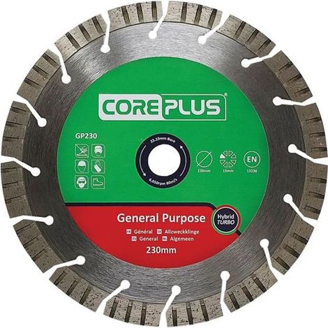 CorePlus GP230 230mm Hybrid Turbo Diamond Blade 22.23mm Bore (1/2)