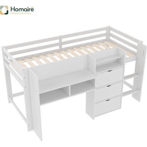 Cadre de lit blanc avec rangement en blanc 205 x 124,5 x 101 cm HOMAIRE (1/5)