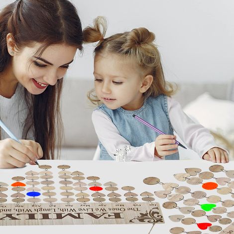 Calendrier d'anniversaires familial avec étiquettes, tableau mural en bois à faire soi-même, plaque calendrier de rappel d'anniversaires, cadeau pour maman (1/4)