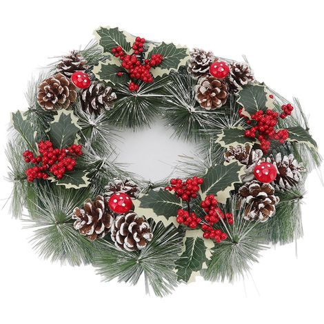 Guirlande de Noël en aiguilles de pin réalistes et éclatantes, idéale pour décorer votre porte d'entrée ou votre maison (petit modèle, type B).