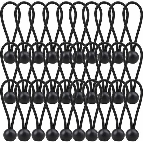 30 pezzi corda elastica, corda per telone 140 mm, corda elastica per telone per gazebo, telone, campeggio, tenda, tende imbracatura di estensione - nero