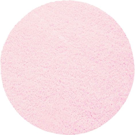 Tapis Rond Shaggy Uni Poils Longs Tapis Salon Chambre (Rose - 120x120cm) (1/5)