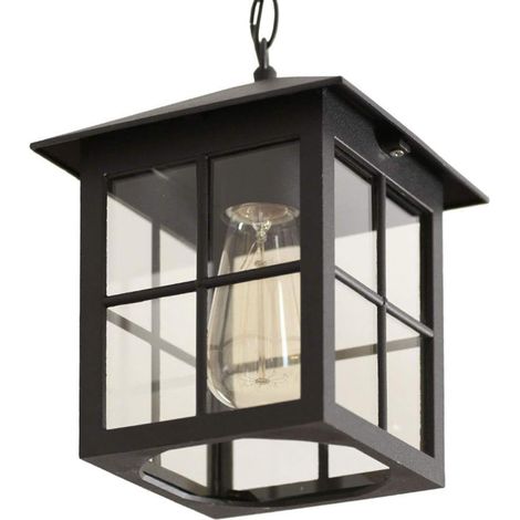 E27 Lampes Suspendues Lampe Pendentif Extérieure Noir Rétro IP44 Vintage Industriel Fer Plafonnier Éclairage Imperméable À La Pluie Pavillon Villa Loft Lustre Lumière Extérieure (A)