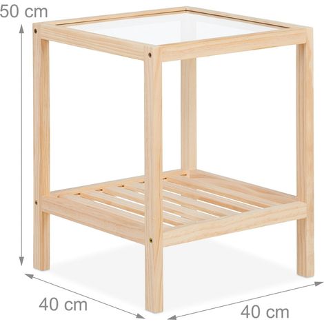 Table d'appoint moderne pour salon ou chambre 80 x 40 x 60 cm 2 niveaux de rangement en bois de pin blanc (1/3)