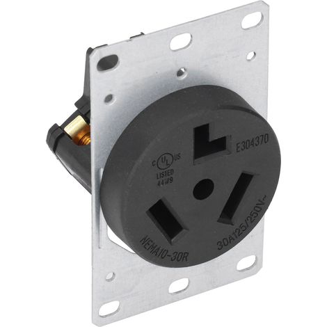 Prise électrique femelle 30A 125V 250V NEMA 10-30R 3 trous norme US polyamide laiton pour maison générateur sèche-linge cuisinière (1/5)