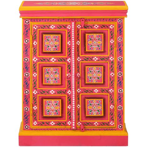 Maison Exclusive - Credenza in Legno Massello di Mango Rosa Dipinta a Mano