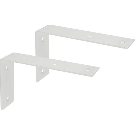 Support d'Étagère d’Élargissement Support d'Angle Brace de Tablette Réglable Murale à Suspendre en Verre/Bois avec Vis, Finition Blanche Brillante en Acier Inoxydable, 2 Pcs - 17.5cm (1/5)