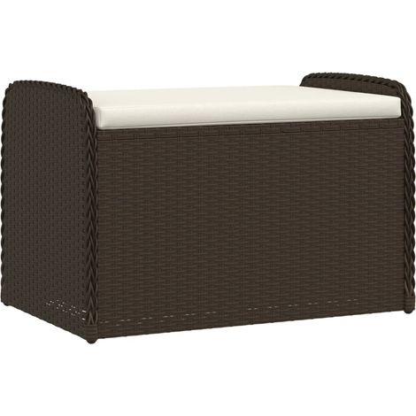 Banc de rangement et coussin marron 80x51x52 résine tressée (1/5)