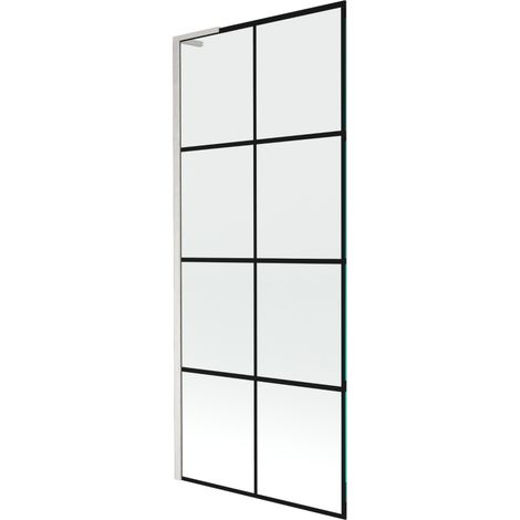 Paroi de baignoire Mexen Next L 1-volet 80 x 150 cm, motif noir, nickel brossé - 895-080-000-03-77-97 (1/5)