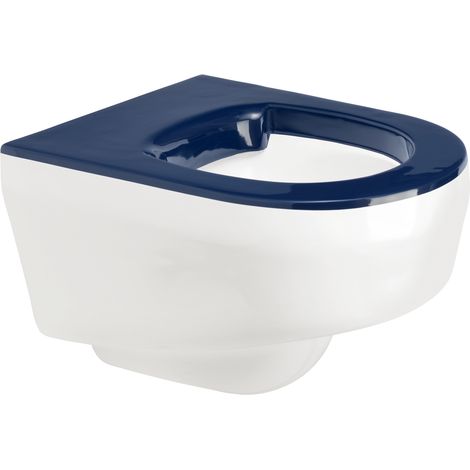 KWC AR T-WC, GFK, wandh., Hw.-Mont., weiß,  Sitzfl. blau, 400x370x510 mm