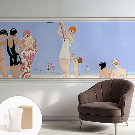 Papier peint intissé décoratif pour chambre et salon Design moderne à poser facilement - Colle incluse gratuite Plage rétro 250x104 cm (1/5)