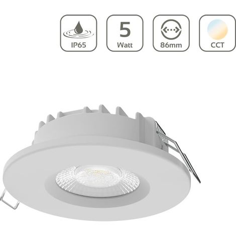 LED Einbaustrahler IP65 CCT 5W Ausschnitt Ø68mm 40° dimmbar - Farbe: weiß