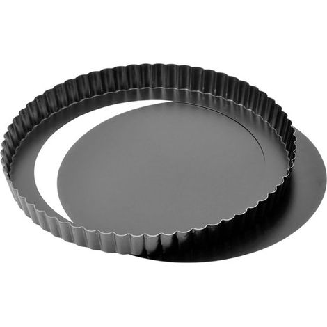Molde para tarta Original Classic con base elevable de 24 x 2,5 cm，molde para quiche con revestimiento antiadherente，dorado uniforme，negro (1/5)