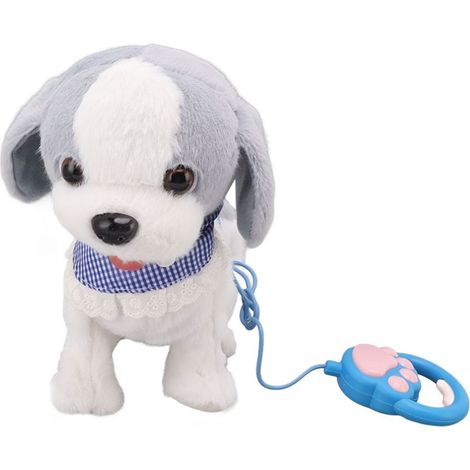 Chiot électronique en peluche, marche et aboie, livré avec télécommande et laisse, convient aux enfants, gris. (1/5)