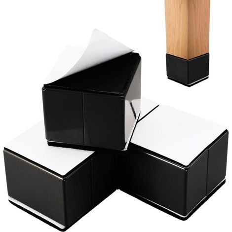 Rehausseur de meuble en acier, rehausseur de pied de meuble adhésif en 4 pièces 60 x 60 x 50 mm, rehausseur de pied de table carré, rehausseur de pied de table pour chaises, armoires, etc. (1/5)