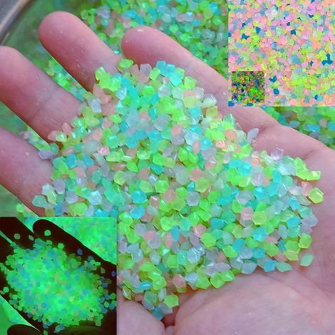 7000 galets lumineux, résine multicolore, 3 à 5 mm, décoration nocturne pour jardin, aquarium et chambre d'enfant (1/5)