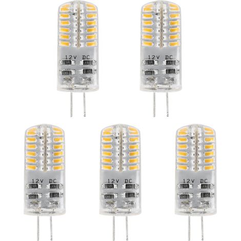 Lot de 5 ampoules LED G4 DC12V 3014, blanc chaud, 48 LED, 3 W (1/5)