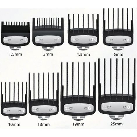 Combs for Wahl Hair Clippers - Metal Clip, 8 Cutting Lengths (1/5)