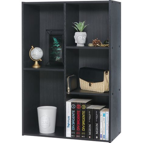 Iris Ohyama, Bücherregal, 5-Fächer-Regal, Bücherregal, CX-23C, Schwarze Eiche, W29 x D60 x H87,9 cm