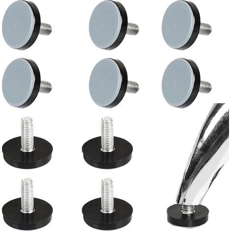 Set di 10 piedini di livellamento in Teflon, piedini in Teflon per mobili, piedini regolabili in PTFE con filettatura M6 per sedia, divano, ufficio, tavolo e protezione del pavimento (1/5)