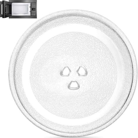 Plateau Tournant Micro Onde 25.5 cm Verre Micro-Ondes Universel avec 3 Fixations Convient,Assiette pivotante universelle pour micro-onde (1/5)