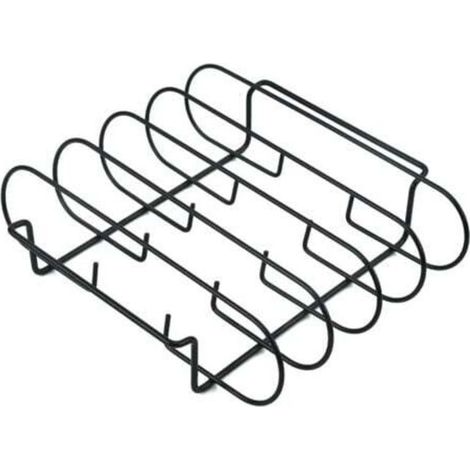 (Noir)Support à Côtes Barbecue,BBQ Rib Rack Support,Support pour Côtes Barbecue Métal,Support de Côtes Griller Fumer,Support de Poulet à Griller,pour Griller Steaks,Côtes Levées,Poulet Grillé