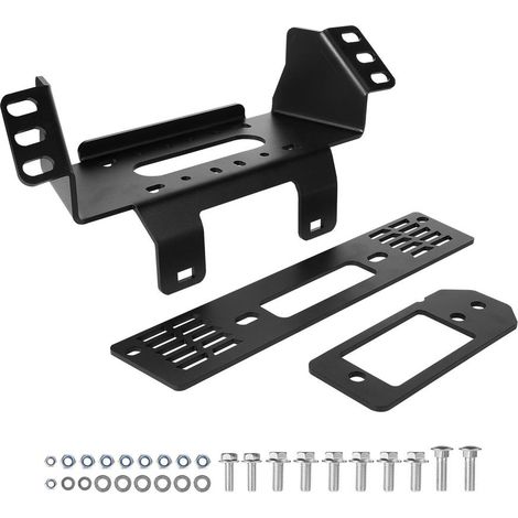 Pour fixer un treuil de 2000 à 3600 lb, support de montage acier noir à 3 trous pour Polaris Ranger (1/5)