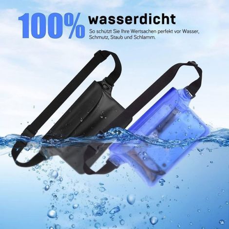 Lot de 2 housses étanches pour téléphone portable, pour sports nautiques, H076 bleu + bleu Étiquette (1/4)