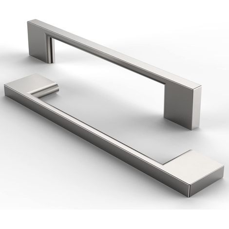 Möbelgriffe aus gebürstetem Edelstahl – 5-teiliges Set für Schubladen, Schränke und Küchen (silber, 128 mm Lochabstand) (1/4)