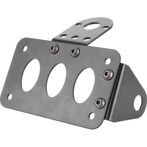 Support de plaque d'immatriculation de moto, support de feu arrière monté sur le côté, cadre en alliage d'aluminium noir (1/5)