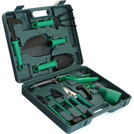 Kit de 10 pelles de taille pour plantes en pot, outils de jardinage et de désherbage, vert, pour bonsaïs et autres plantes en pot.