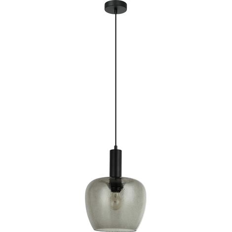 Lampada sospensione loft nera vetro fumé E27 Italux (1/2)
