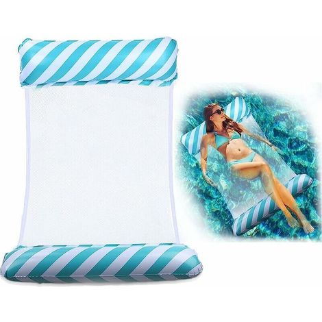 Inflatable Swimming Pool Hammock, Striped Inflatable Hammock, Floating Inflatable Mattress, Foldable Water Hammock, 4-in-1 Water Hammock, Best Summer Gifts for Adults and Kids