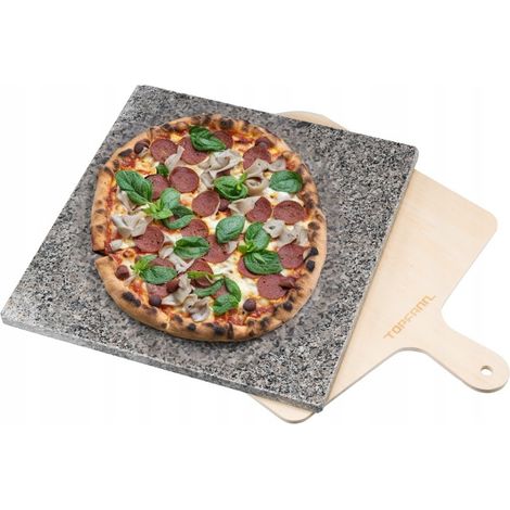 PIERRE À PIZZA EN GRANIT AVEC SPATULE 38X36CM POUR PAIN AU FOUR