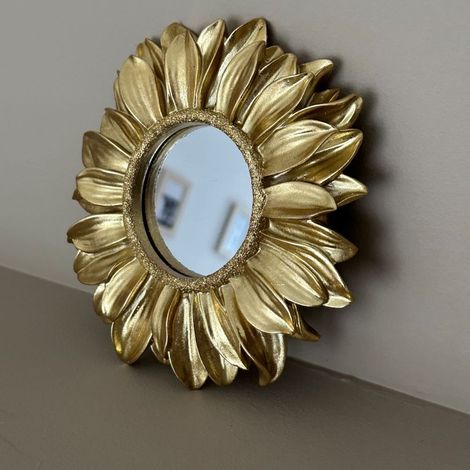 Miroir marguerite doré 17.5cm – Décoration murale originale – Ex-voto en polyrésine – Ambiance romantique et mystique – Opjet (1/5)