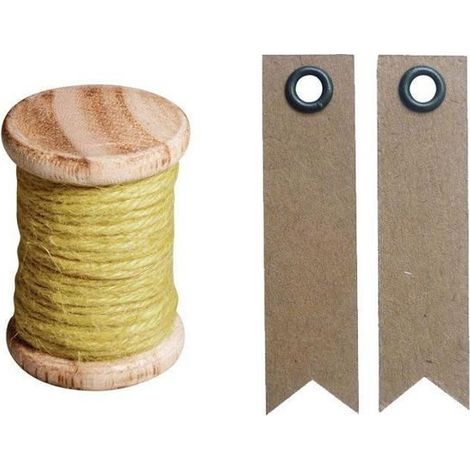 Ficelle 5 m jaune soleil + 20 étiquettes kraft Fanion