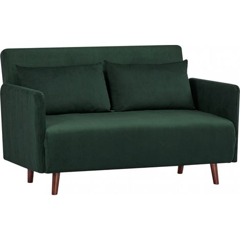 Canapé convertible 2 places en velours côtelé L120cm - Vert foncé - BELUSHI (1/5)